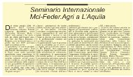 TRAGUARDI SOCIALI / n.16 Maggio / Giugno 2005 :: Seminario Internazionale Mcl-Feder.Agri a l'Aquila