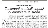 TRAGUARDI SOCIALI / n.18 Novembre / Dicembre 2005 :: Testimoni credibili capaci di cambiare la storia