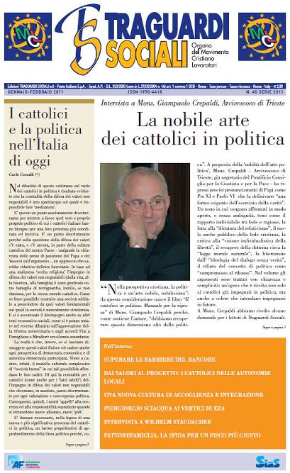 TRAGUARDI SOCIALI / n.45 Gennaio / Febbraio 2011 :: Dai valori al progetto: i cattolici nelle autonomie locali