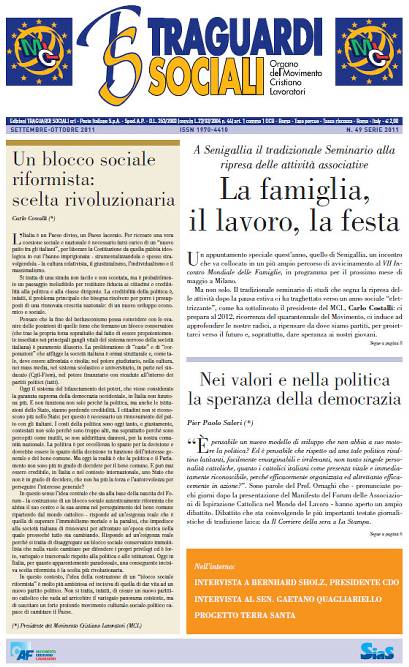 TRAGUARDI SOCIALI / n.49 Settembre / Ottobre 2011 :: Giovani, una speranza più forte delle paure